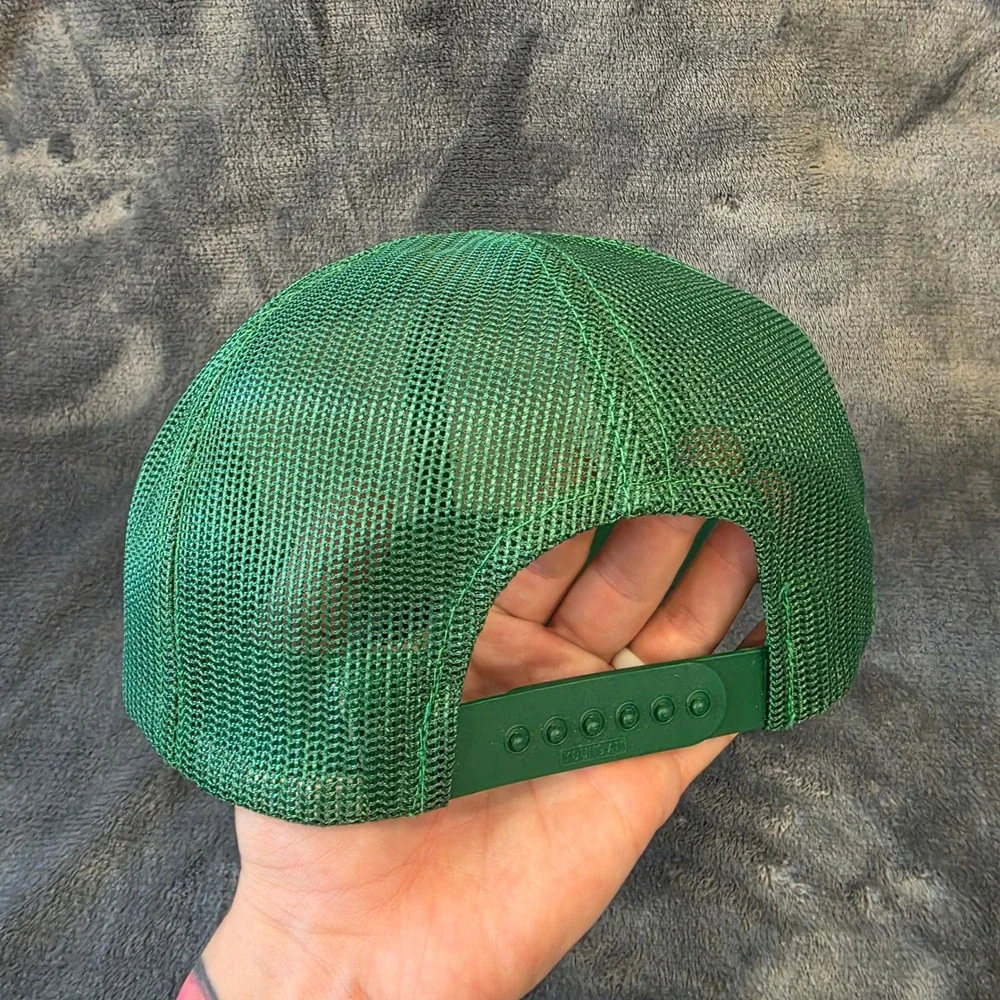 Vintage Garmisch Germany Ski Resort Trucker Hat Green Mesh Snapback Crest Cap
